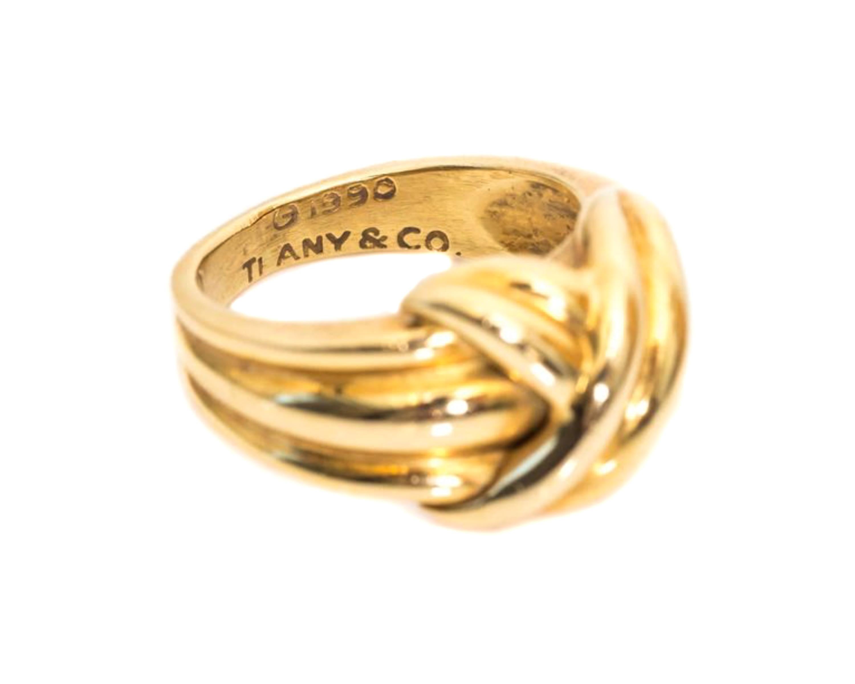 Modern Circa 1990 Tiffany & Co. 18 Karat Yellow Gold Knot Ring