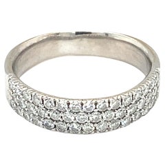 Circa 1990s 1 Carat Total Three Row Diamond Band in 18 Karat White Gold