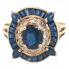 Circa 1990s 2.0ct Sapphire and Diamond Ring in 14K Gold Circa 1990s 2.0ct Sapphire and Diamond Ring in 14K Gold