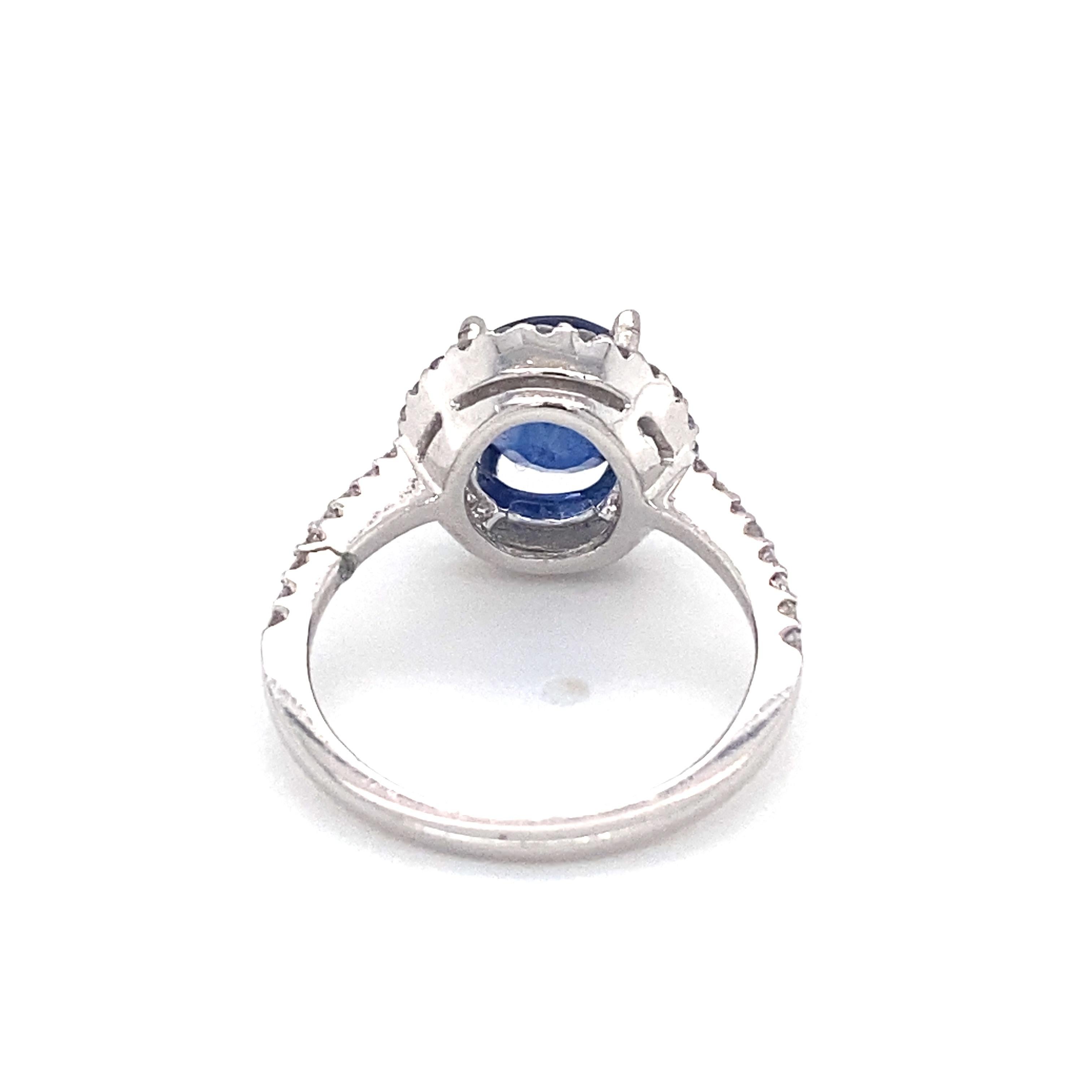 Item Details: This ring features a spectacular sapphire originating from Sri Lanka and has no heat or additional treatment. A beautiful ring with a one of a kind stone!

Circa: 1990s
Metal Type: Platinum
Weight: 6.4 grams
Size: US 6.5,