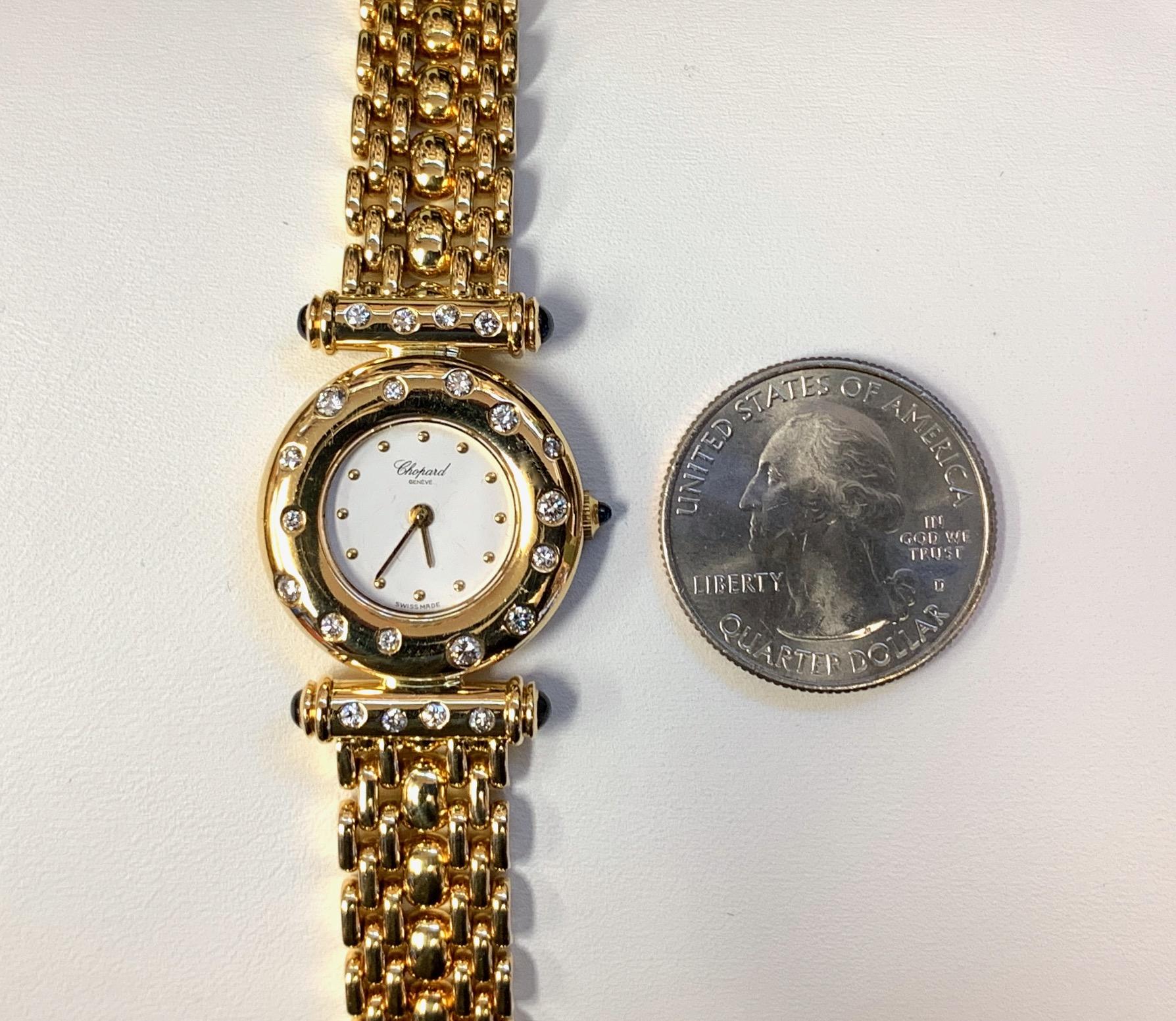 Chopard Femme Classique Quartz Diamond Watch in 18 Karat Yellow Gold, Circa 1990 For Sale 7