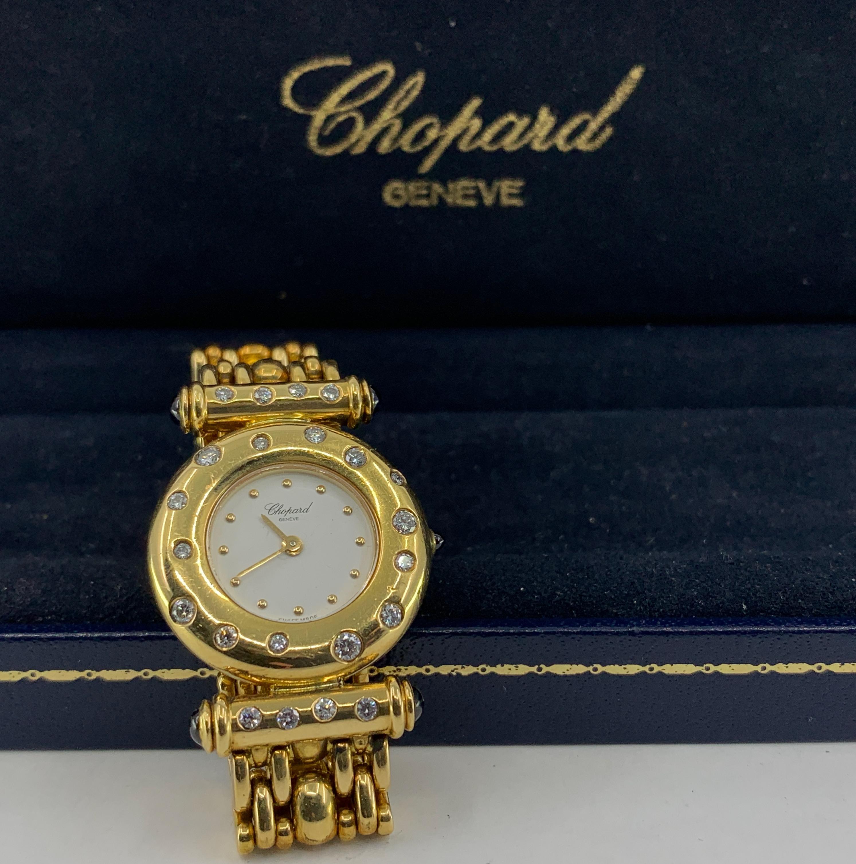 Chopard Femme Classique Quartz Diamond Watch in 18 Karat Yellow Gold, Circa 1990 For Sale 8