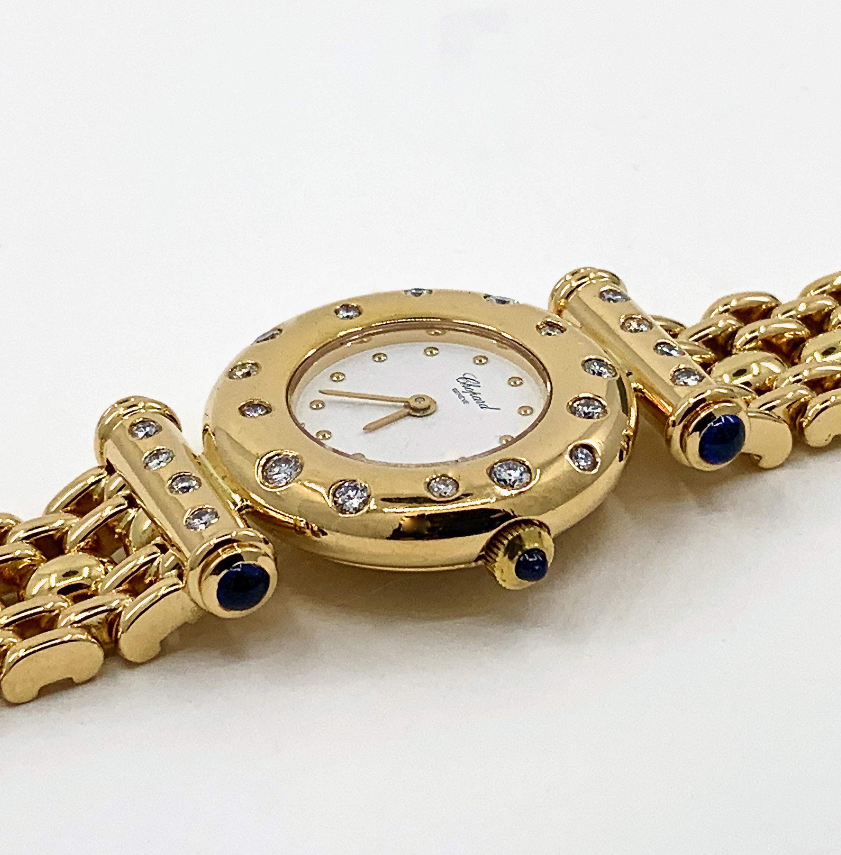 Contemporary Chopard Femme Classique Quartz Diamond Watch in 18 Karat Yellow Gold, Circa 1990 For Sale