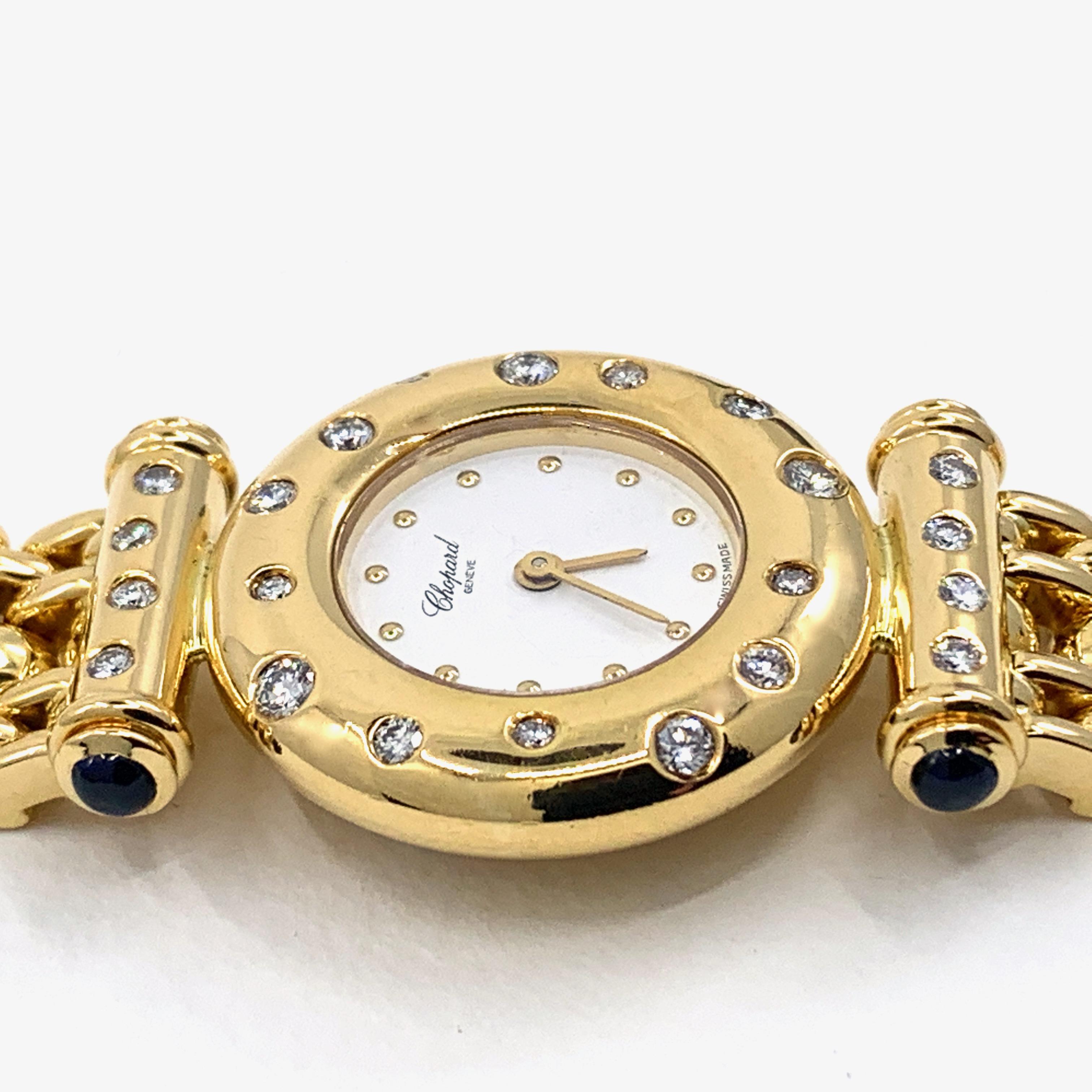 Brilliant Cut Chopard Femme Classique Quartz Diamond Watch in 18 Karat Yellow Gold, Circa 1990 For Sale