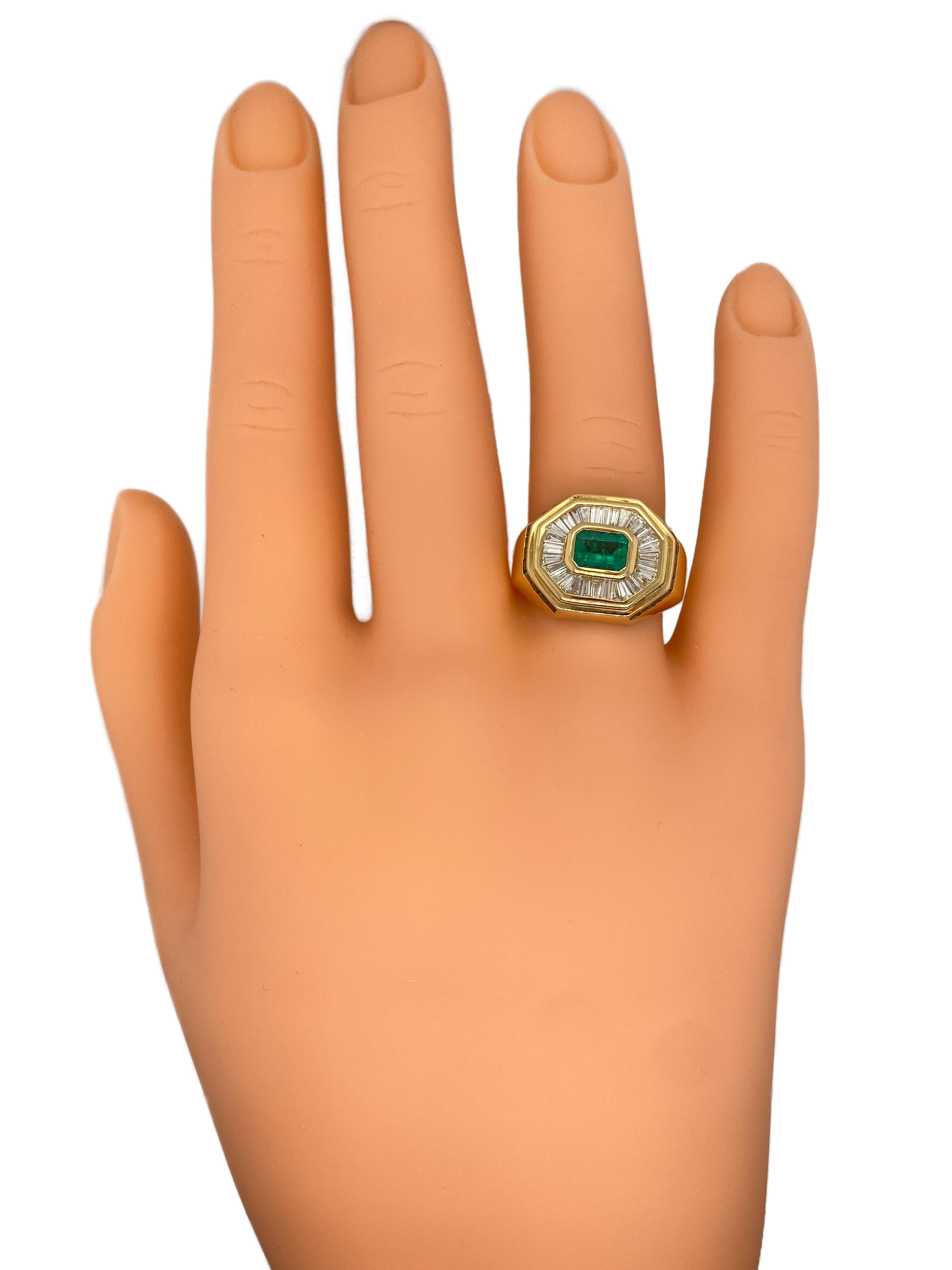 Circa 1990's Le Vian Emerald and Diamond Ring Set in 14 Karat Yellow Gold 2
