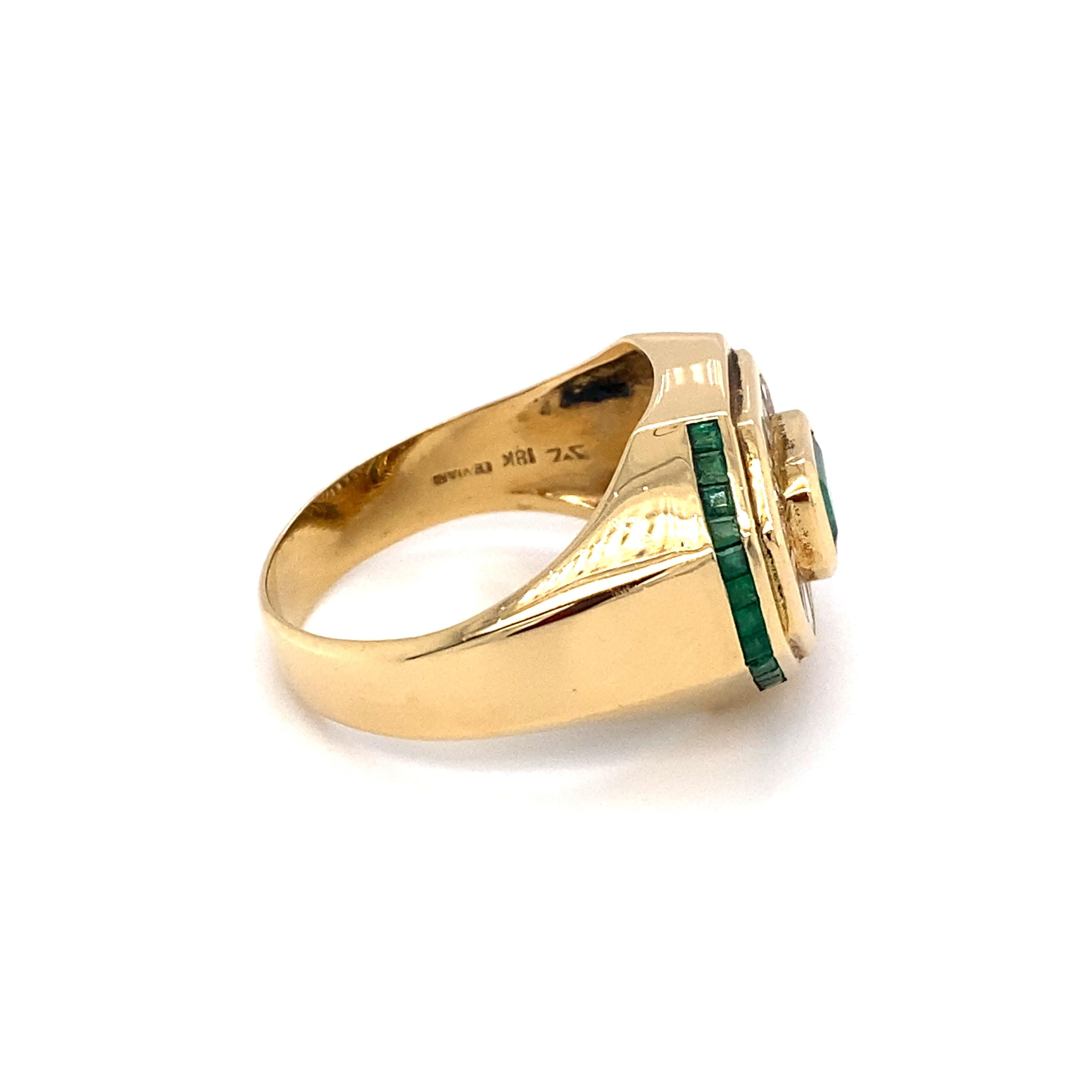 Circa 1990's Le Vian Emerald and Diamond Ring Set in 14 Karat Yellow Gold 1