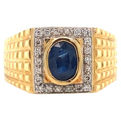 Circa 1990's Le Vian Sapphire and Diamond Ring Set in 18 Karat Yellow Gold