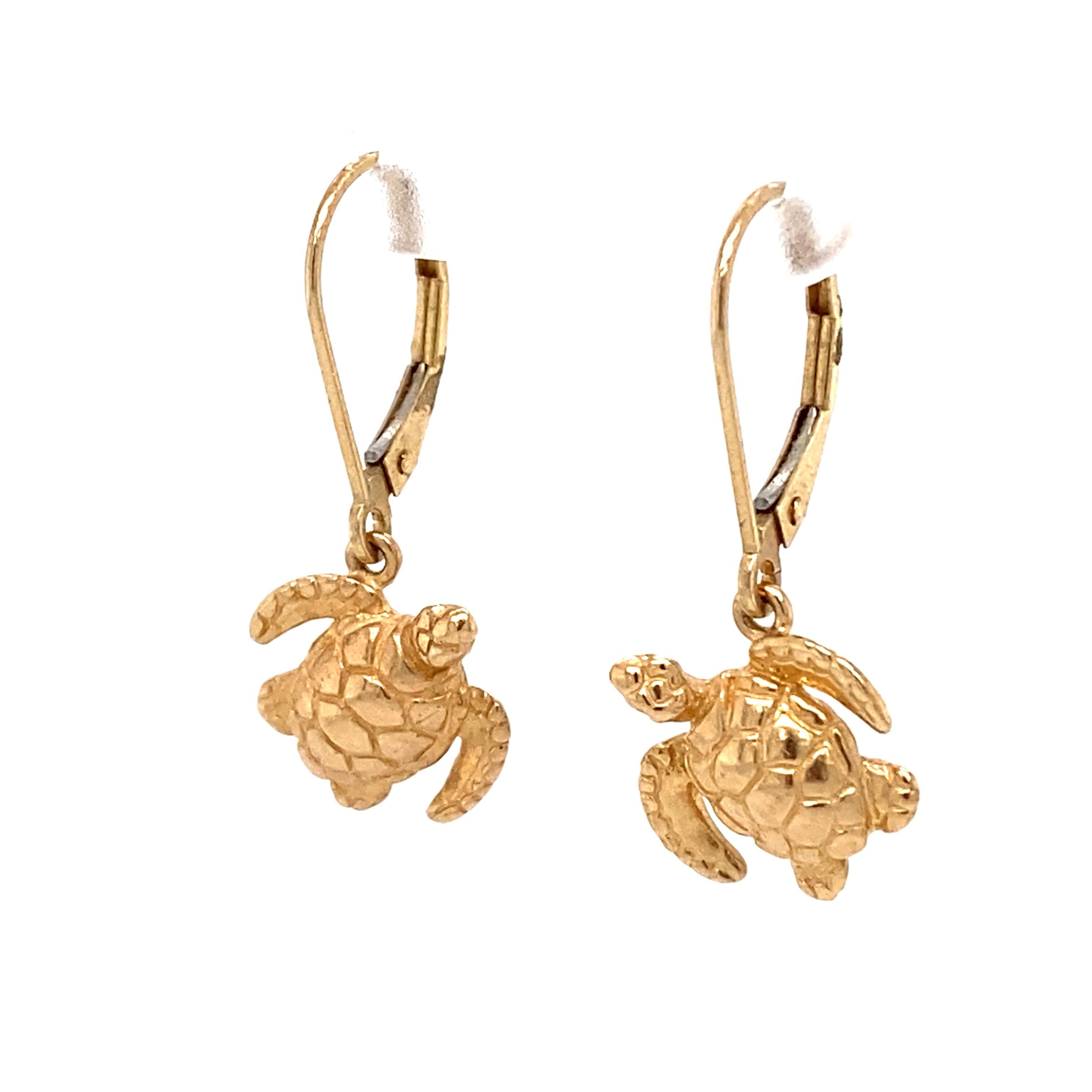 gold turtle earrings
