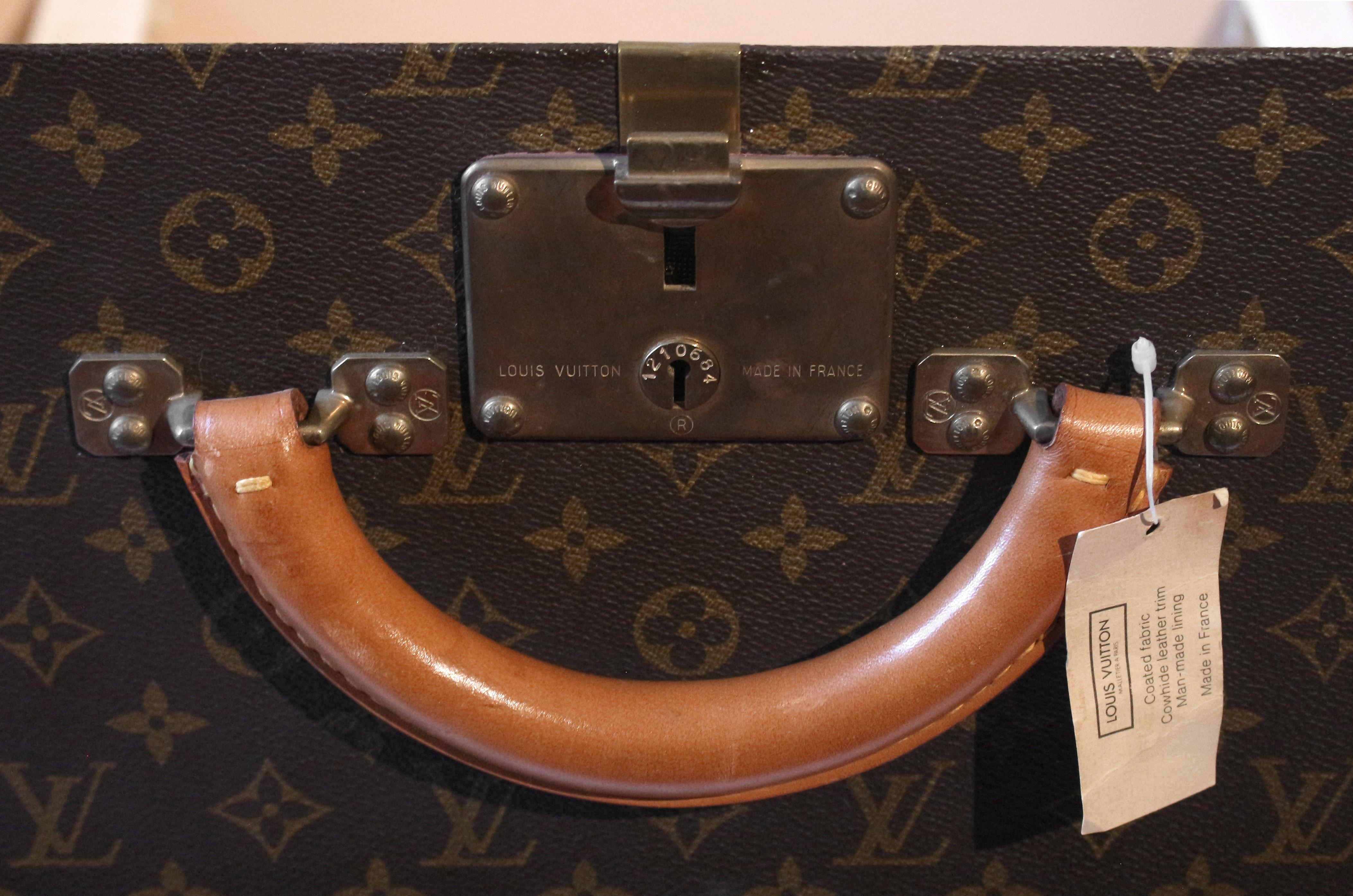 Circa 1990s Louis Vuitton Alzer 80 Suitcase on Custom Coffee Table Height Stand 4