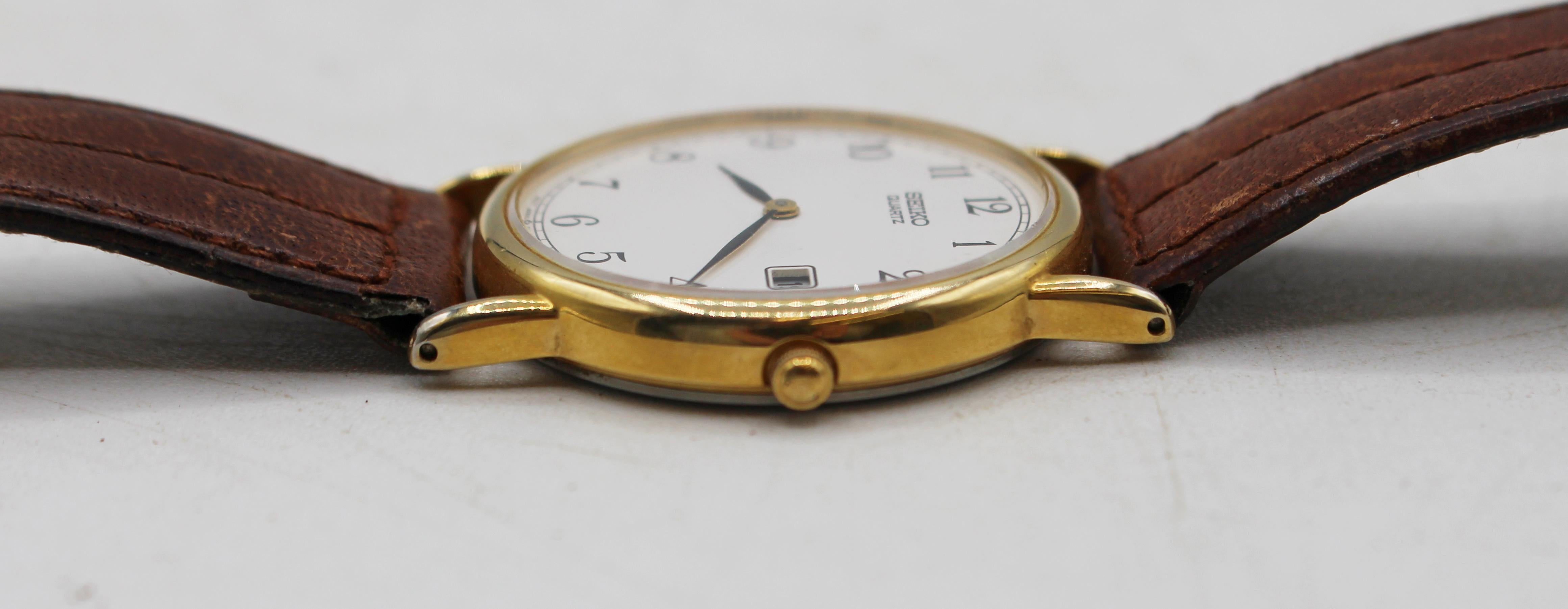 Reloj de pulsera de cuarzo Seiko para hombre de la década de 1990 2