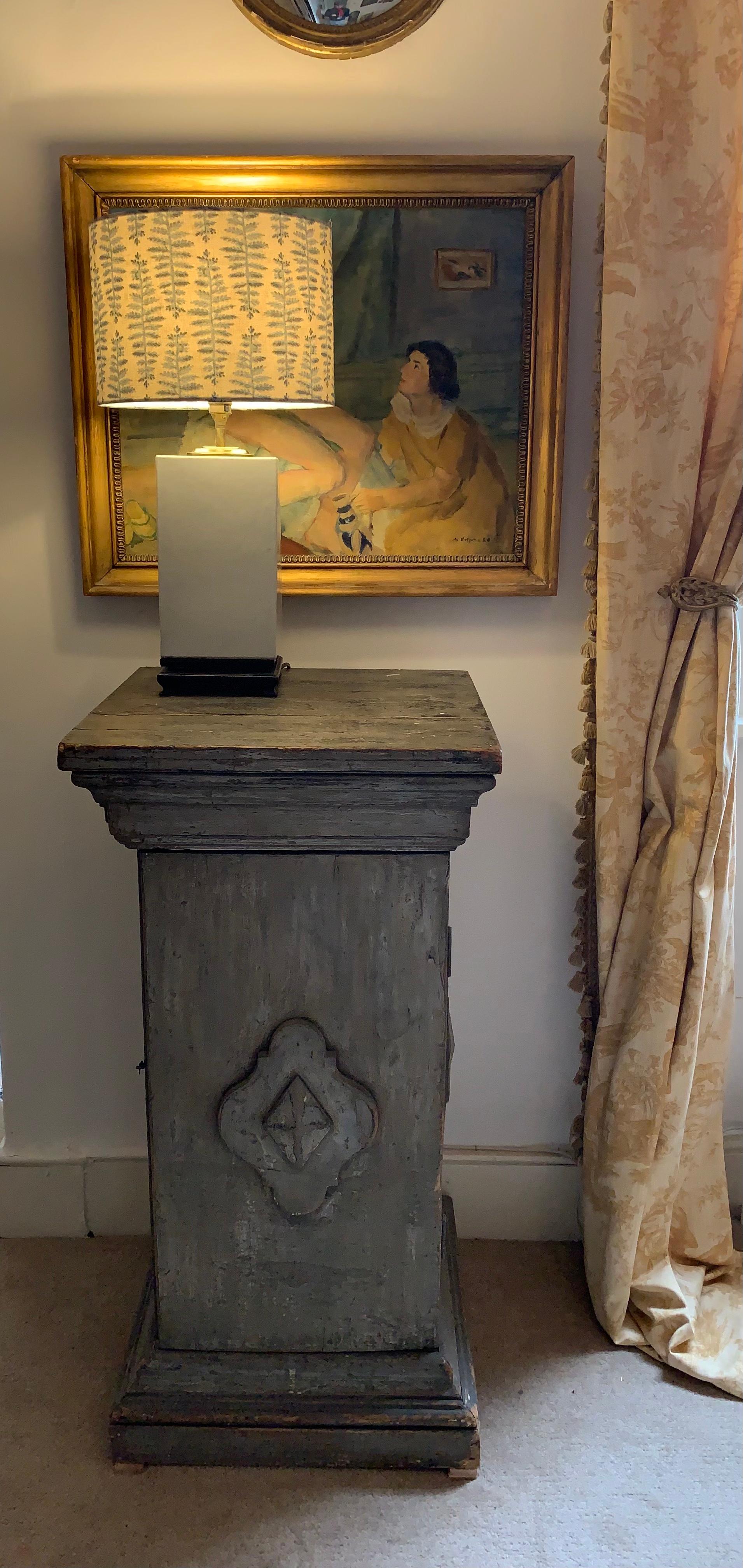 Circa 19th Century English Painted Wood Display Pedestal with Storage  For Sale 3