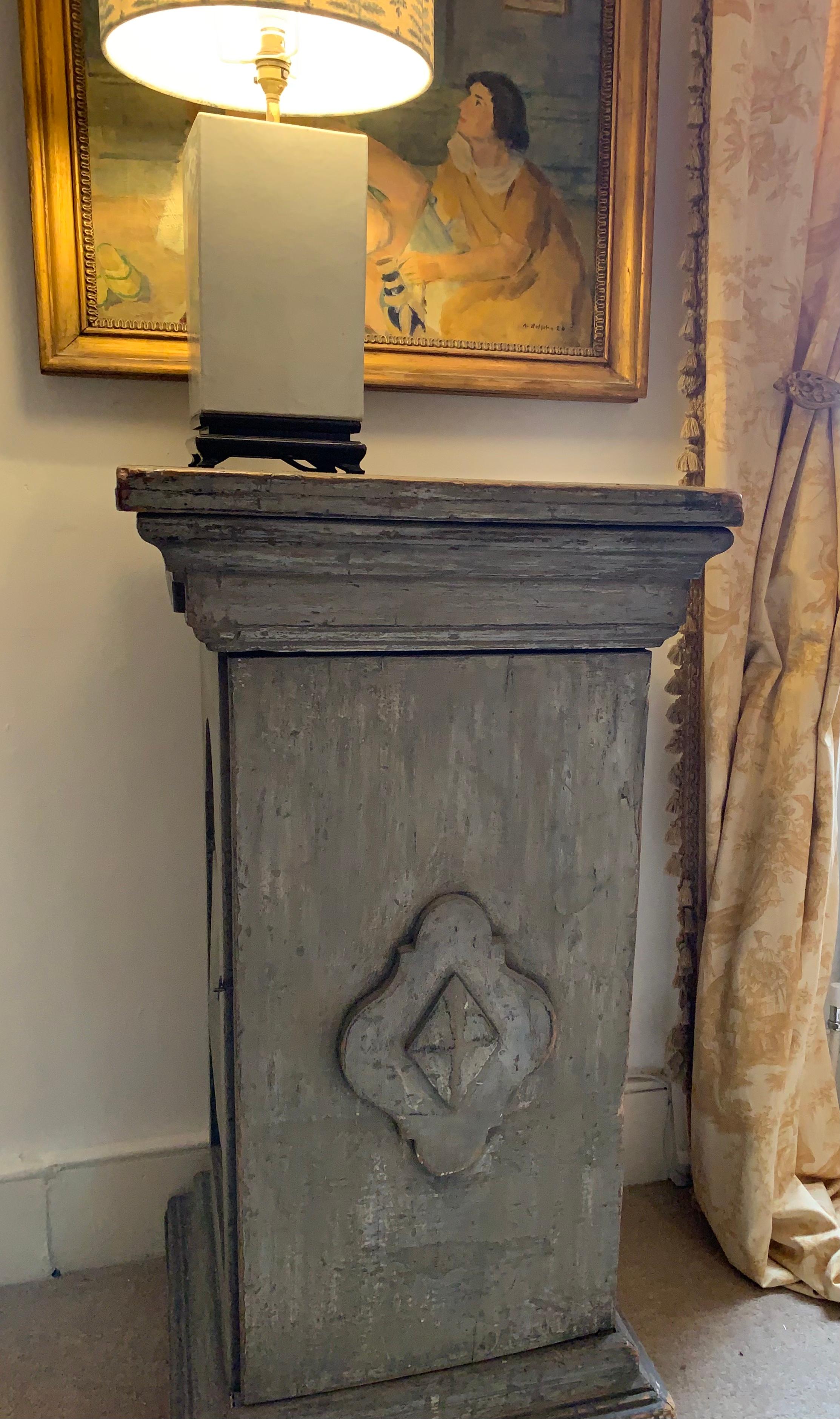 Circa 19th Century English Painted Wood Display Pedestal with Storage  For Sale 2