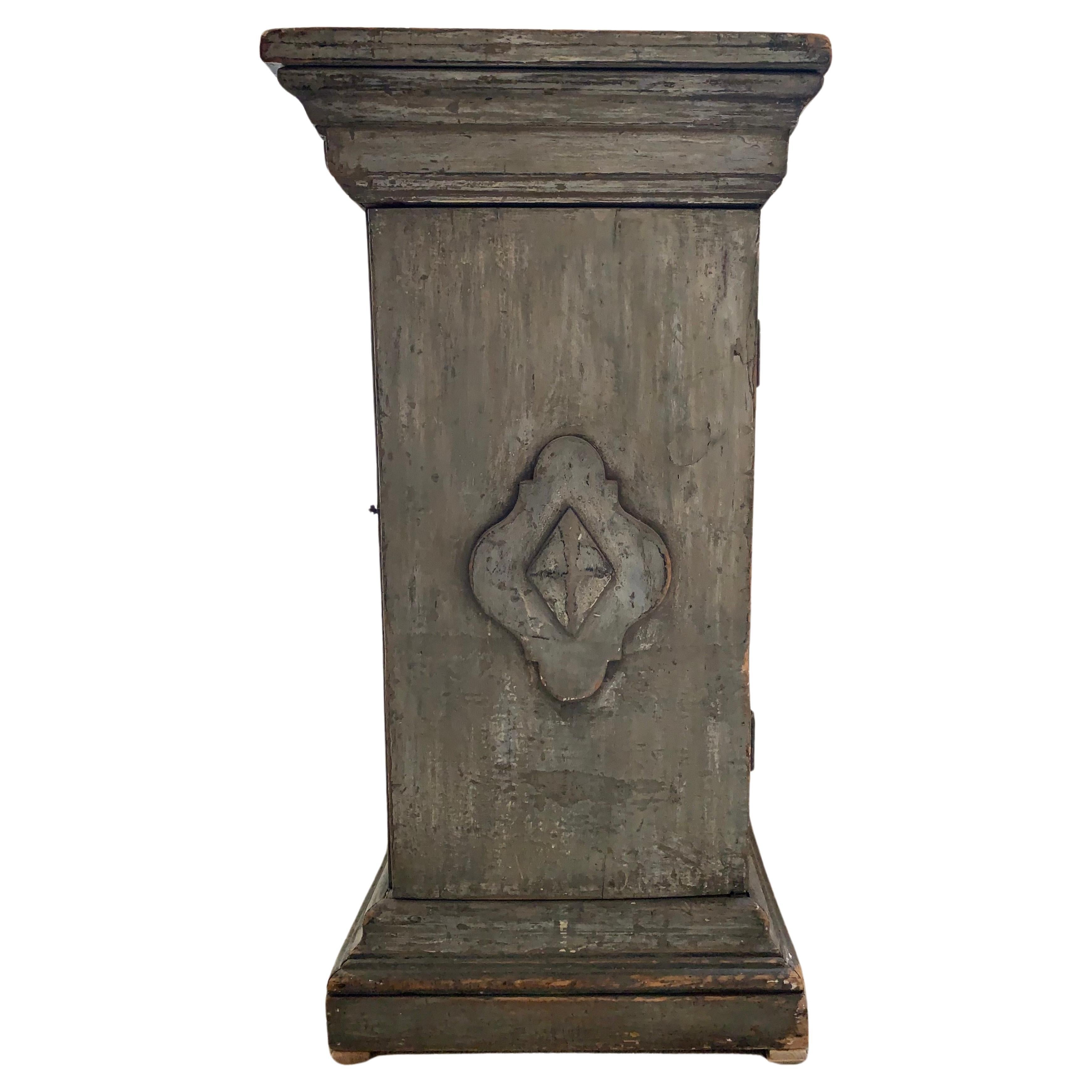 Circa 19th Century English Painted Wood Display Pedestal with Storage  For Sale