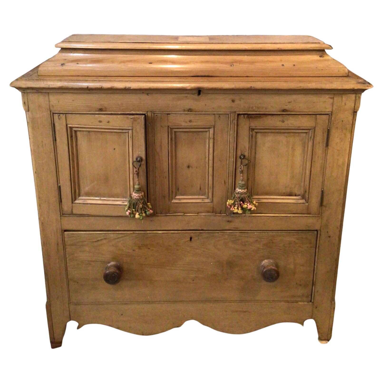 Circa 19th Century English Pine Buffet/Cupboard with Drawer & Compartment  For Sale