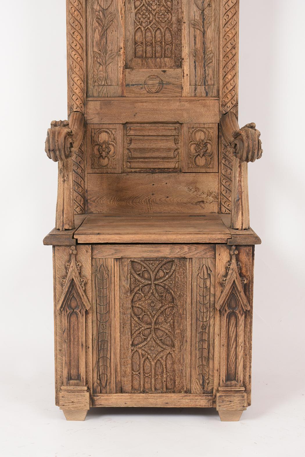 French Gothic Throne Chair, circa 19th Century