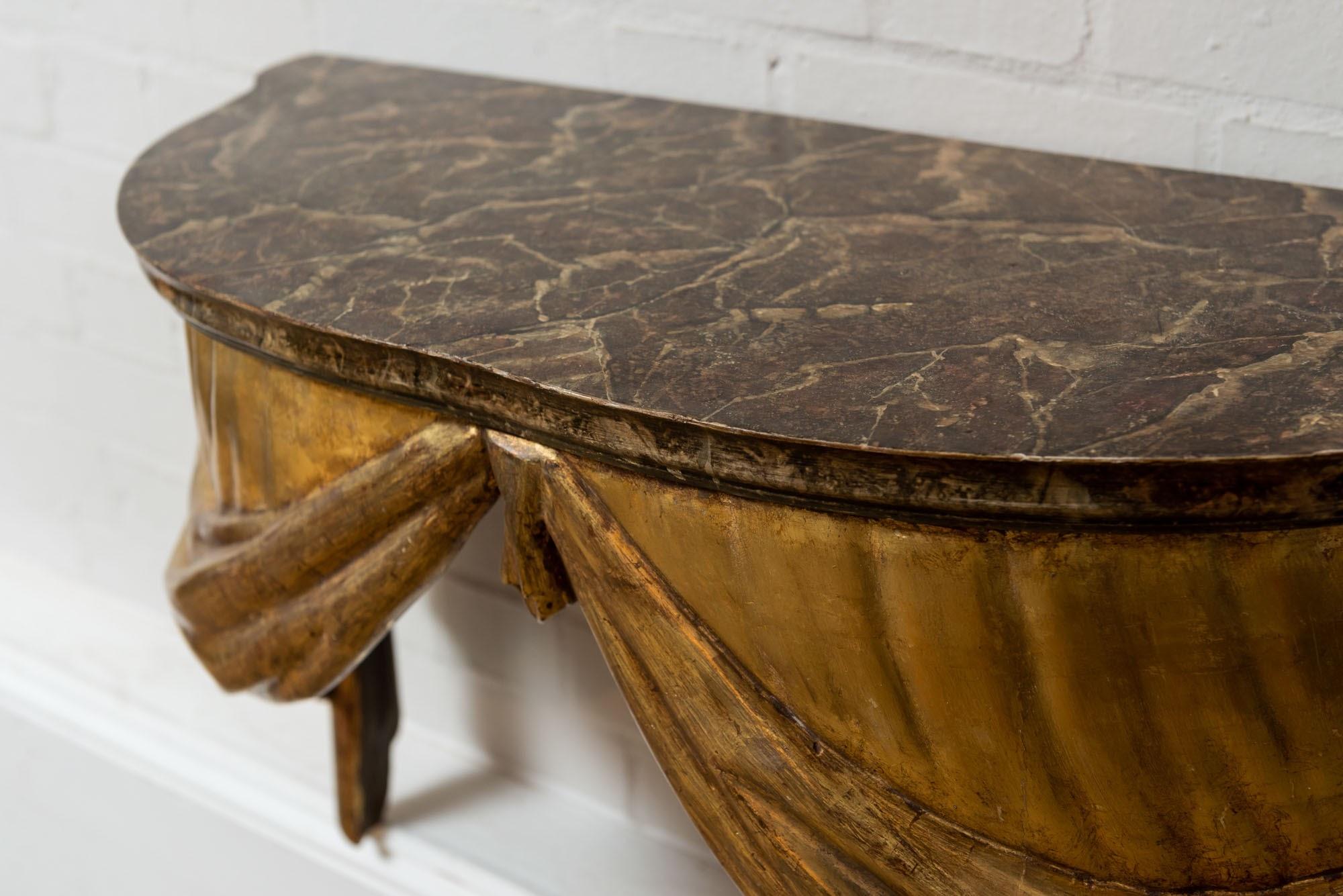 Neoclassical Highly Decorative Italian Painted and Gilded Console Table, circa 19th Century