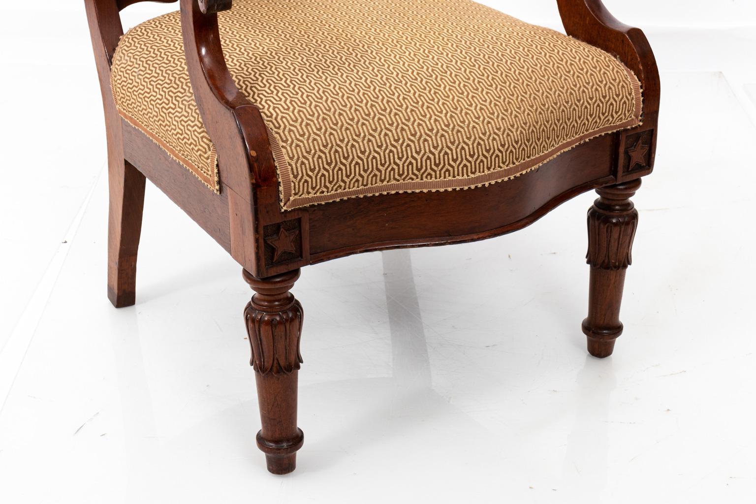 Late Victorian Irish Armchair with Upholstered Seat, circa 19th Century For Sale