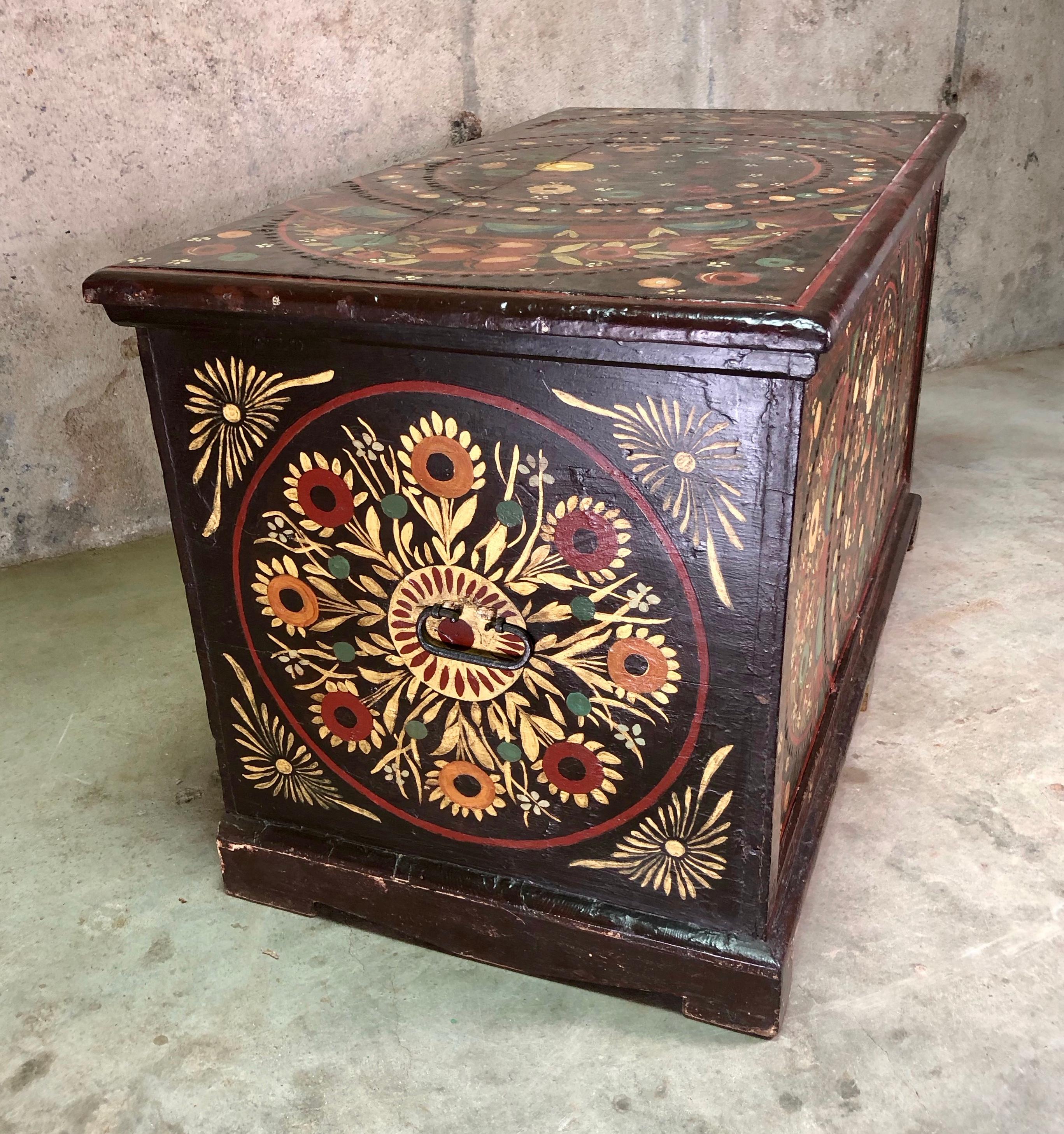 Circa 19th Century Painted Marriage Chest 7