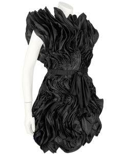 Circa 2000 Valentino Black Silk Zip Front 3-D Dress