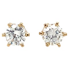 0.67 Carat Total Round Diamond Stud Earrings in 14 Karat Gold, circa 2000s