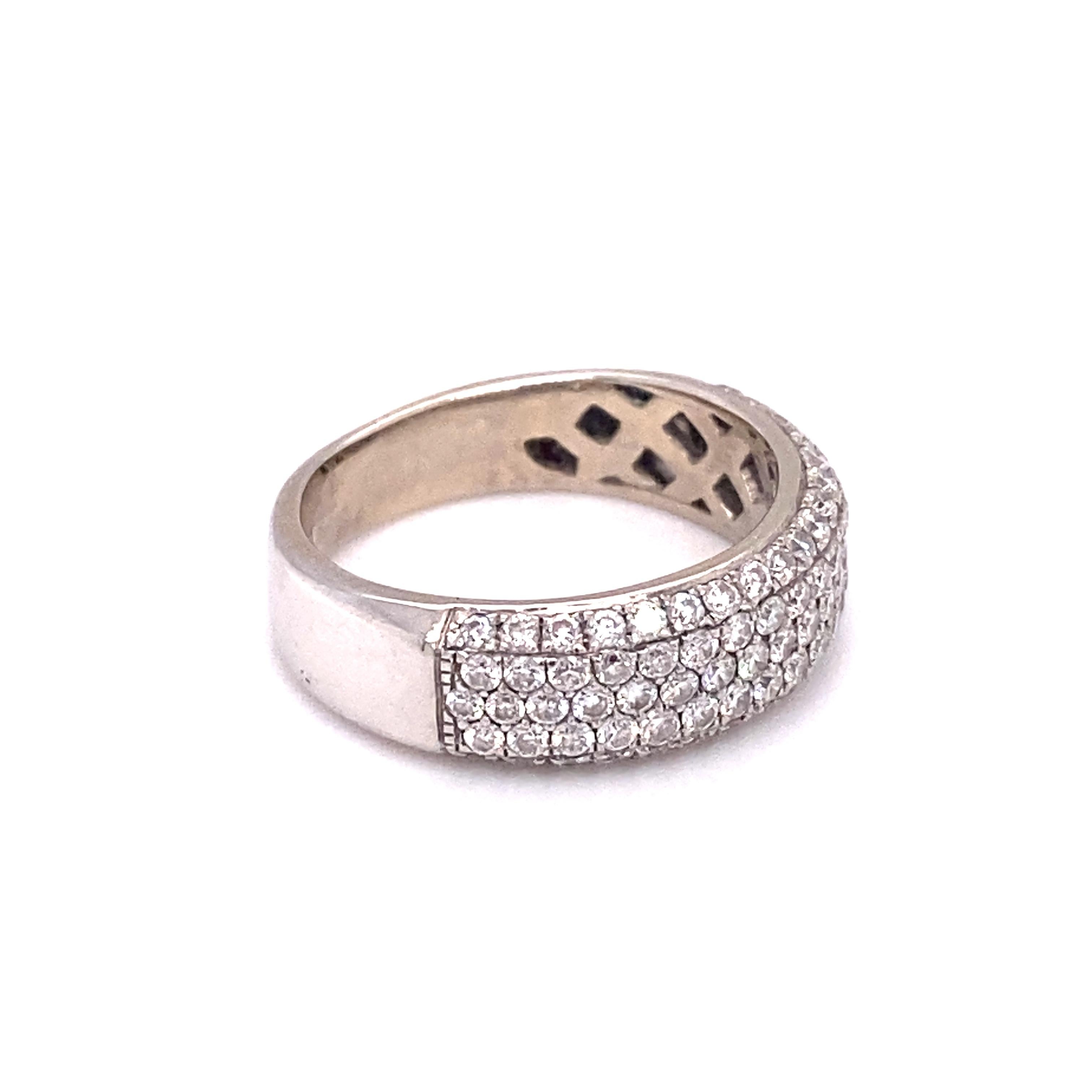 Women's or Men's Circa 2000s 1.25 Carat Total Weight Diamond Five Row Band in 14 Karat White Gold For Sale