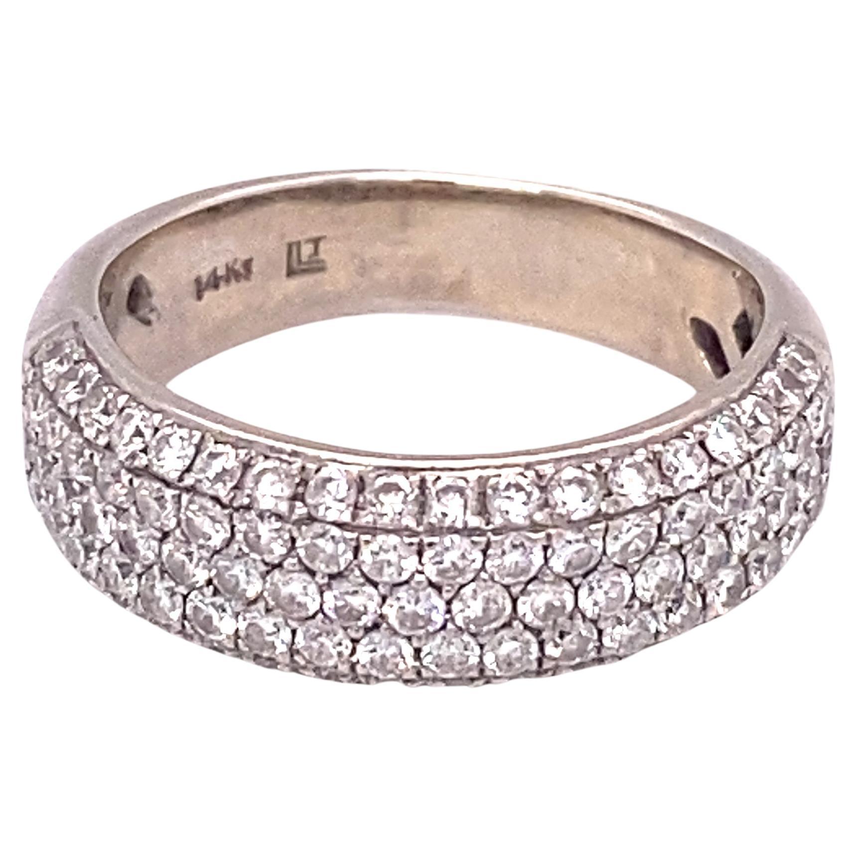 Circa 2000s 1.25 Carat Total Weight Diamond Five Row Band in 14 Karat White Gold For Sale