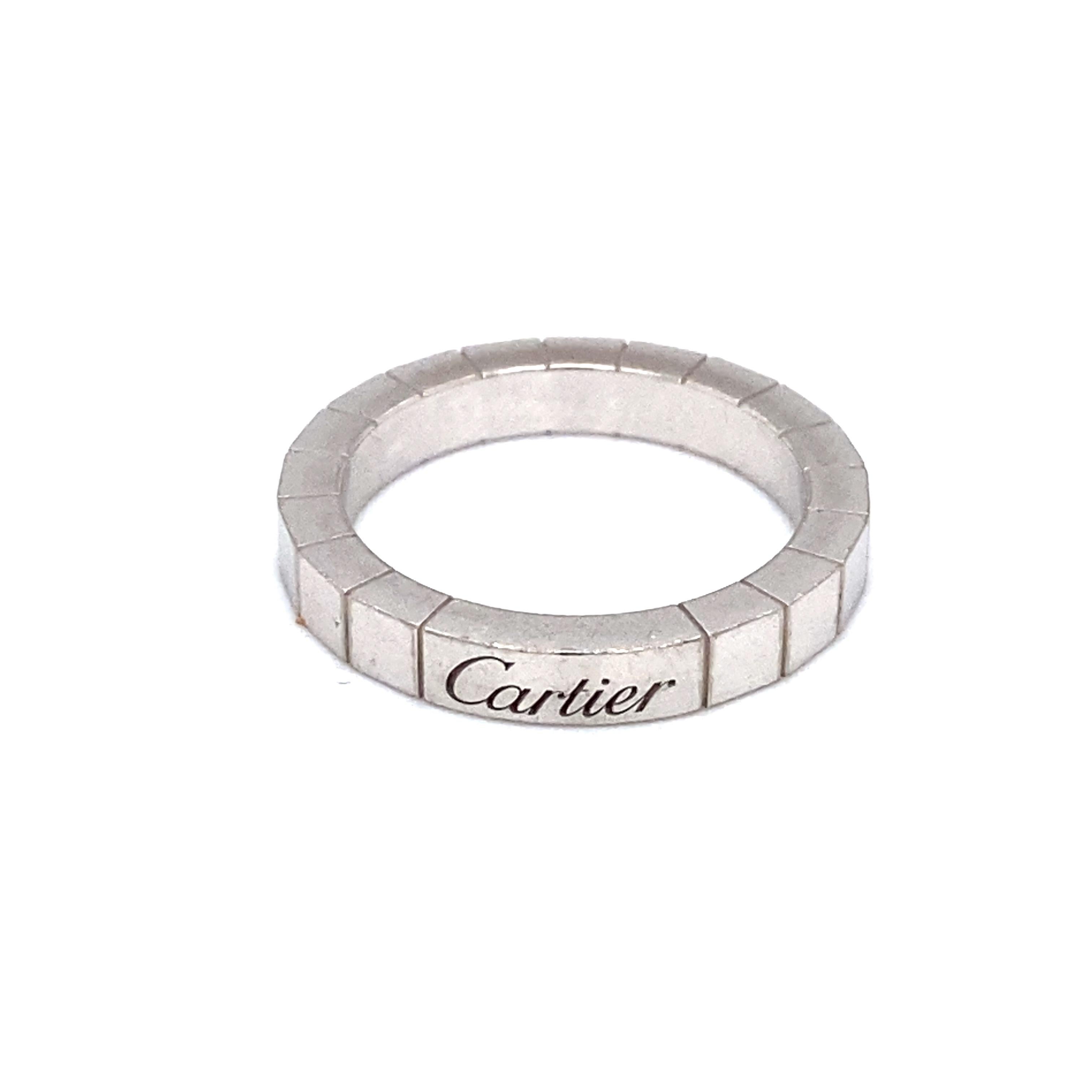 Women's or Men's Circa 2000s Cartier Lanières Band Ring in 18K White Gold