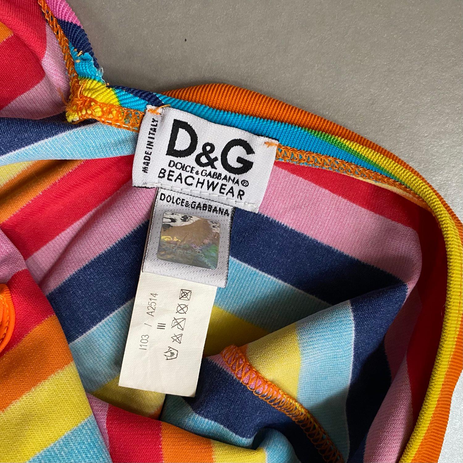 Circa 2000s D&G Stripe Swimsuit For Sale 1