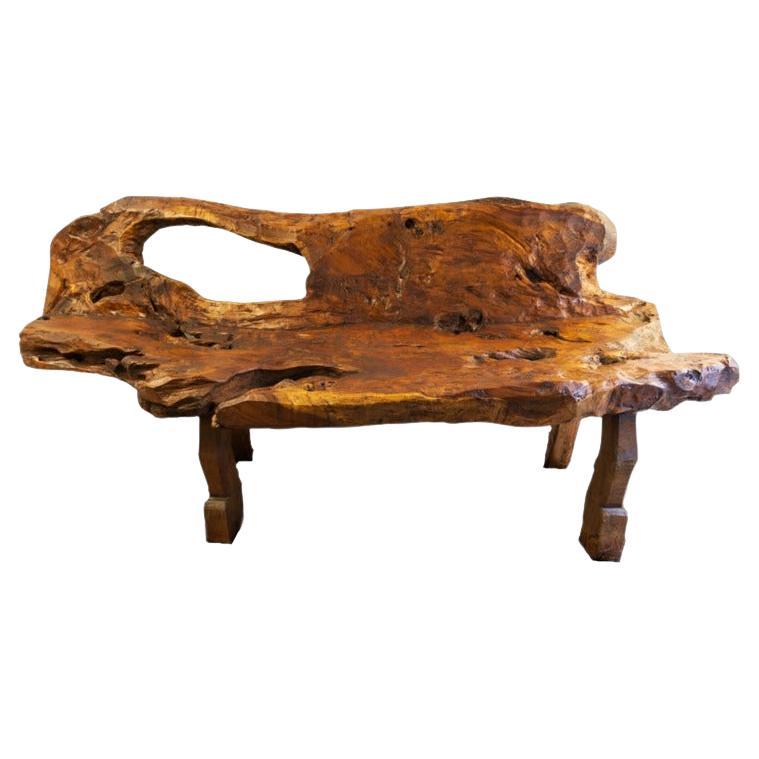 Circa 2000's, Handmade Walnut Burl Bench at 1stDibs