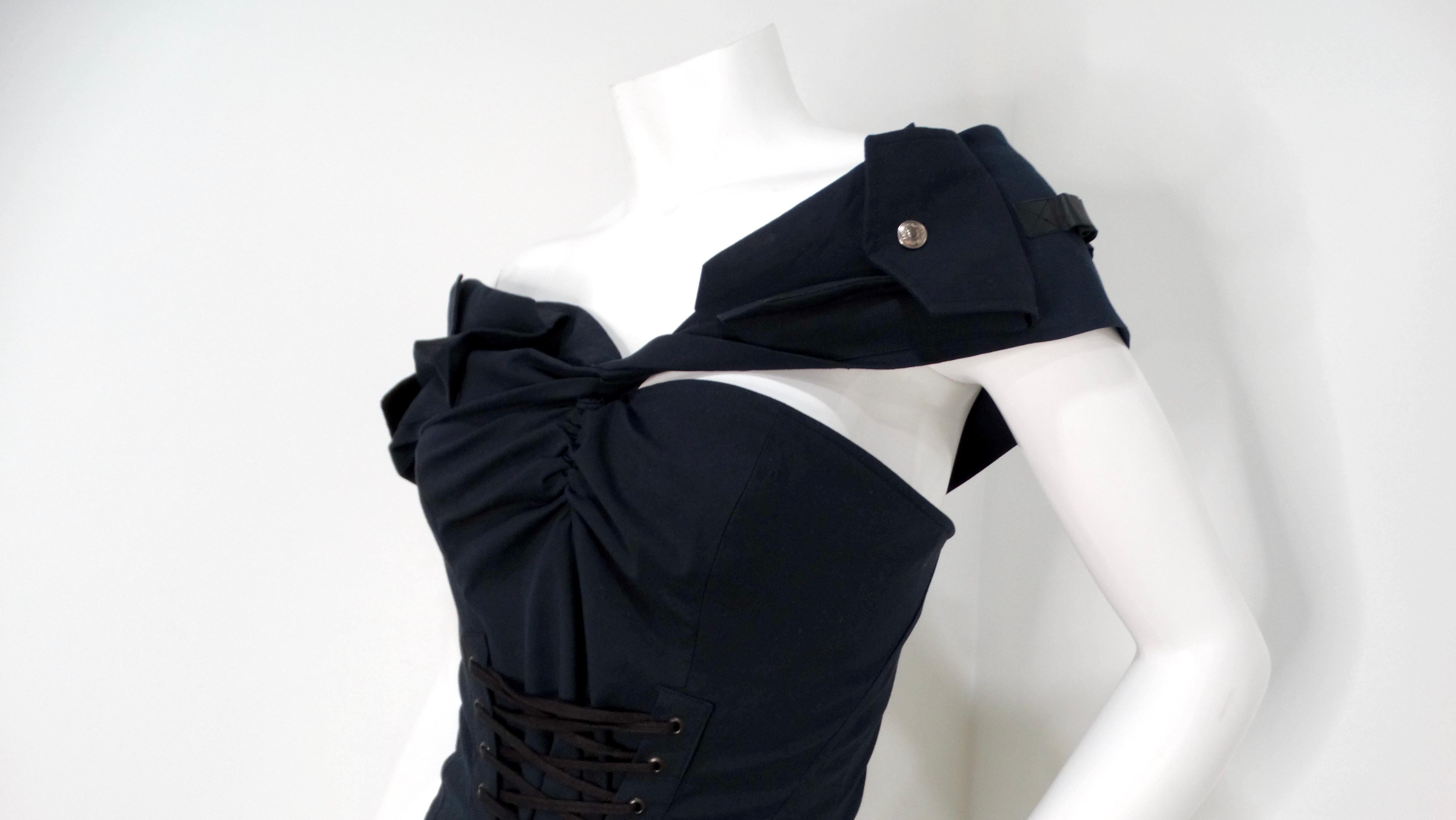 Circa 2003 John Galliano for Christian Dior Boutique Black Beaded Corset Top For Sale 5