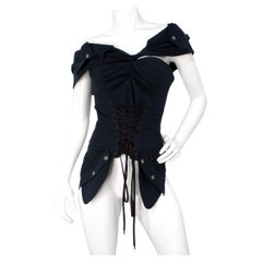 Circa 2003 John Galliano for Christian Dior Boutique Black Beaded Corset Top