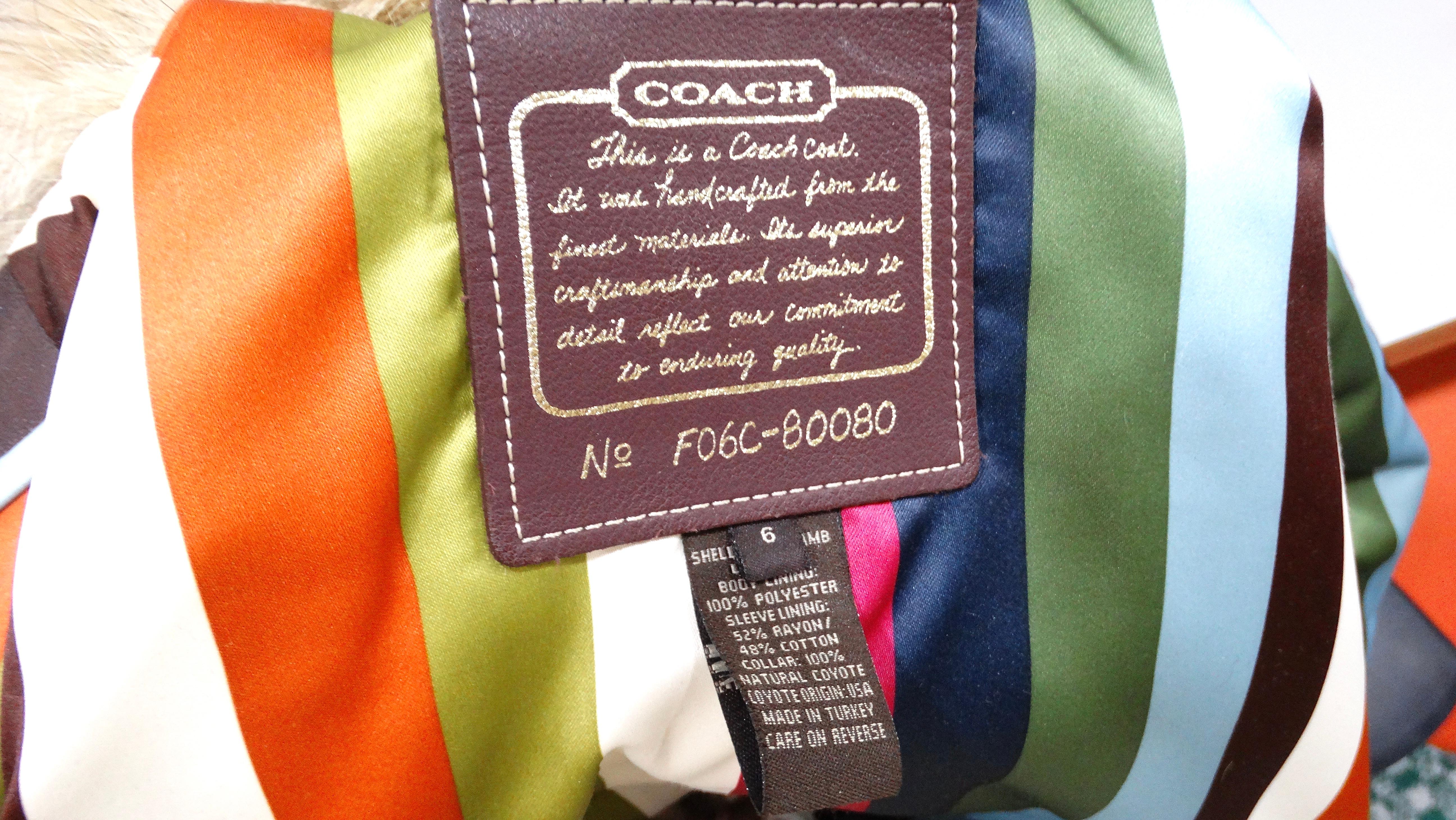 CIRCA 2006 Veste de moto en cuir d'agneau brun et fourrure de coyote de Coach en vente 4
