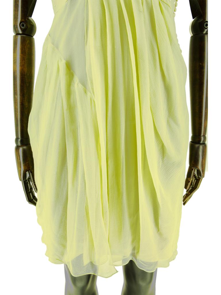 Women's Circa 2008 Christian Dior Citrus Green Fine Silk Chiffon Plissé Dress