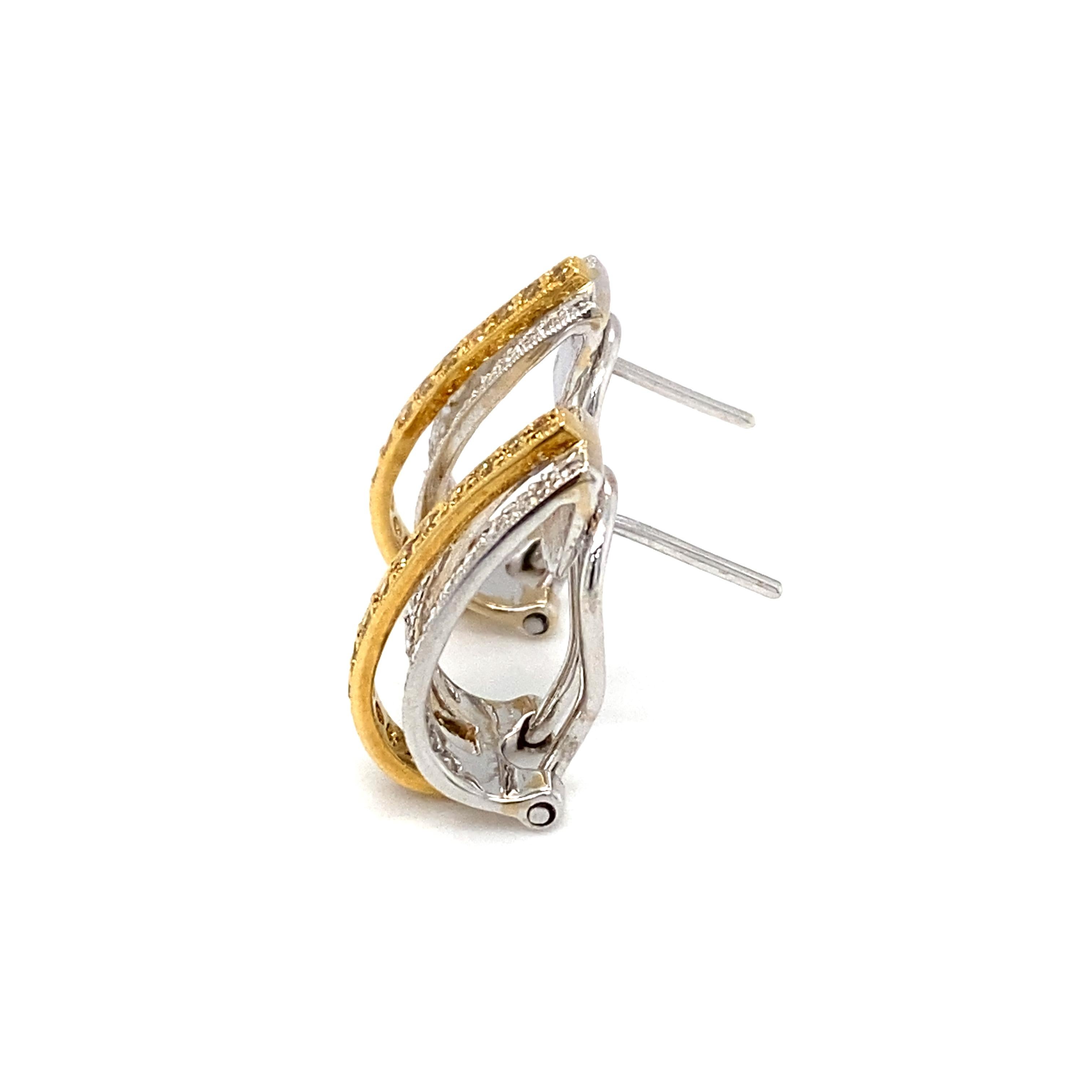 Women's or Men's Circa 2010s 2.0 Carat Yellow and White Diamond Earrings in 18 Karat Gold  For Sale