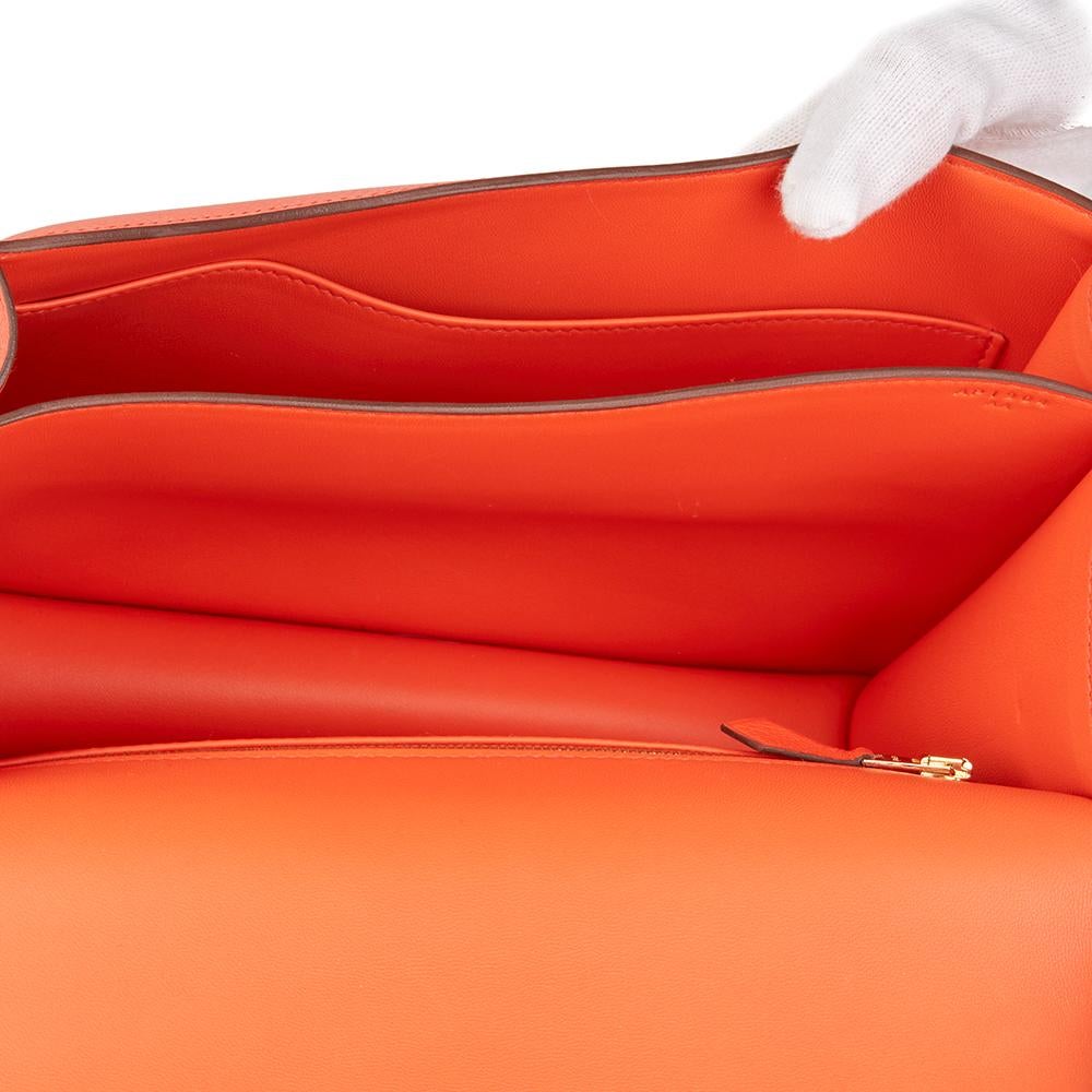 Circa 2017 Hermès Orange Poppy Evergrain Leather Constance 24 3