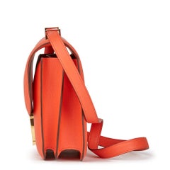 Circa 2017 Hermès Orange Poppy Evergrain Leather Constance 24