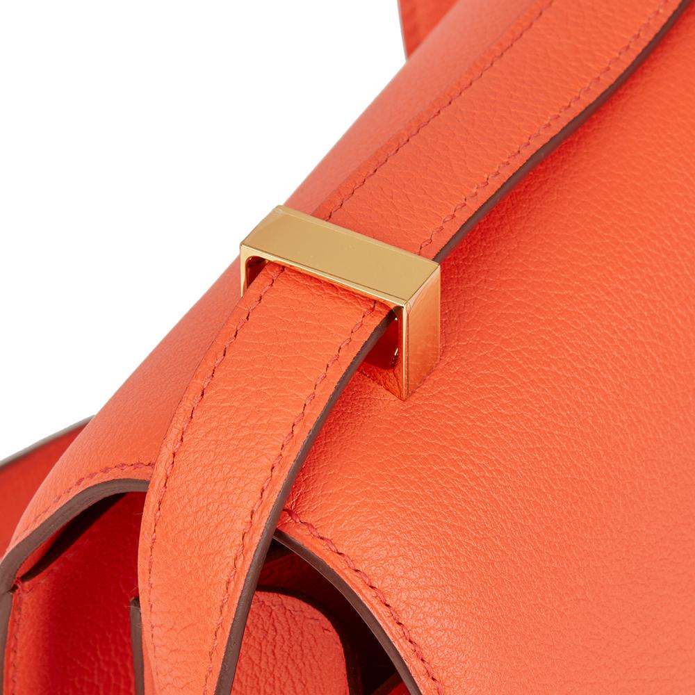 Women's Circa 2017 Hermès Orange Poppy Evergrain Leather Constance 24