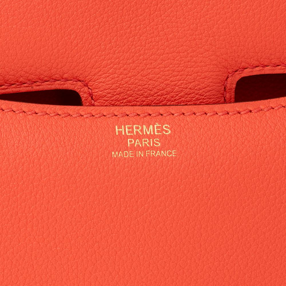 Circa 2017 Hermès Orange Poppy Evergrain Leather Constance 24 1