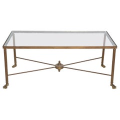 Vintage French Brass Cocktail Table with Claw Feet