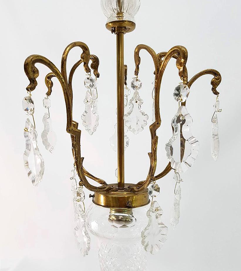 Other Bronze Chandelier and Crystal Pendant, circa 20th Century For Sale