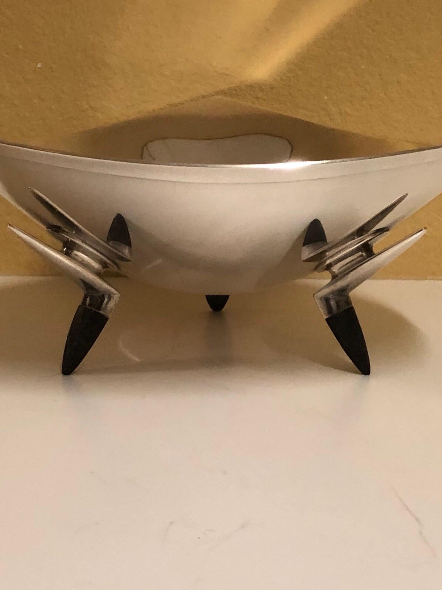 Delta Bowl in Sterling and Ebony by Donald Colflesh for Gorham, circa 1970 For Sale 4