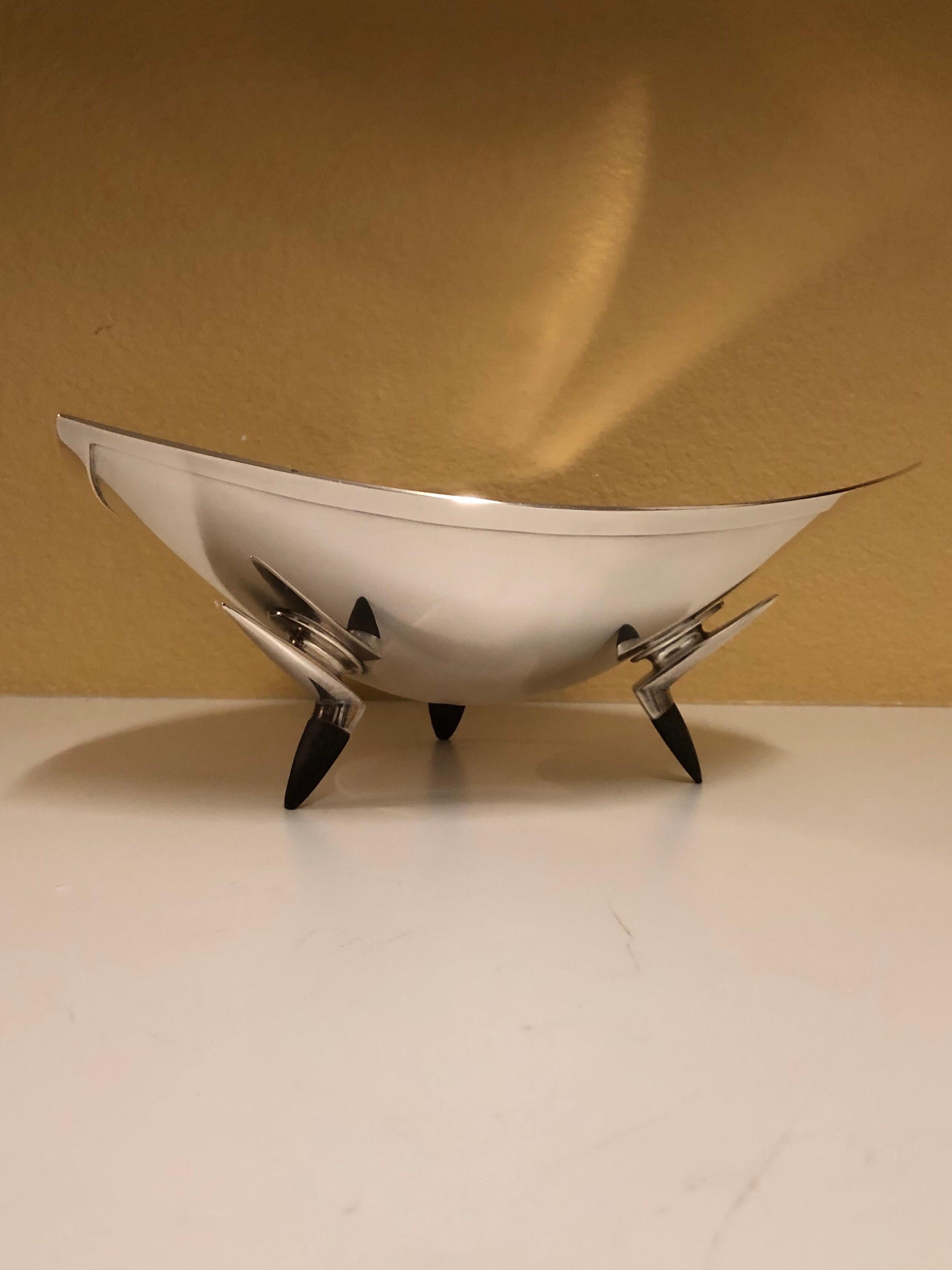 Delta Bowl in Sterling and Ebony by Donald Colflesh for Gorham, circa 1970 For Sale 9
