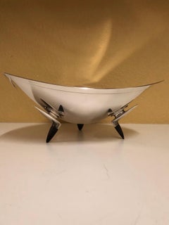 Delta Bowl in Sterling and Ebony by Donald Colflesh for Gorham, circa 1970