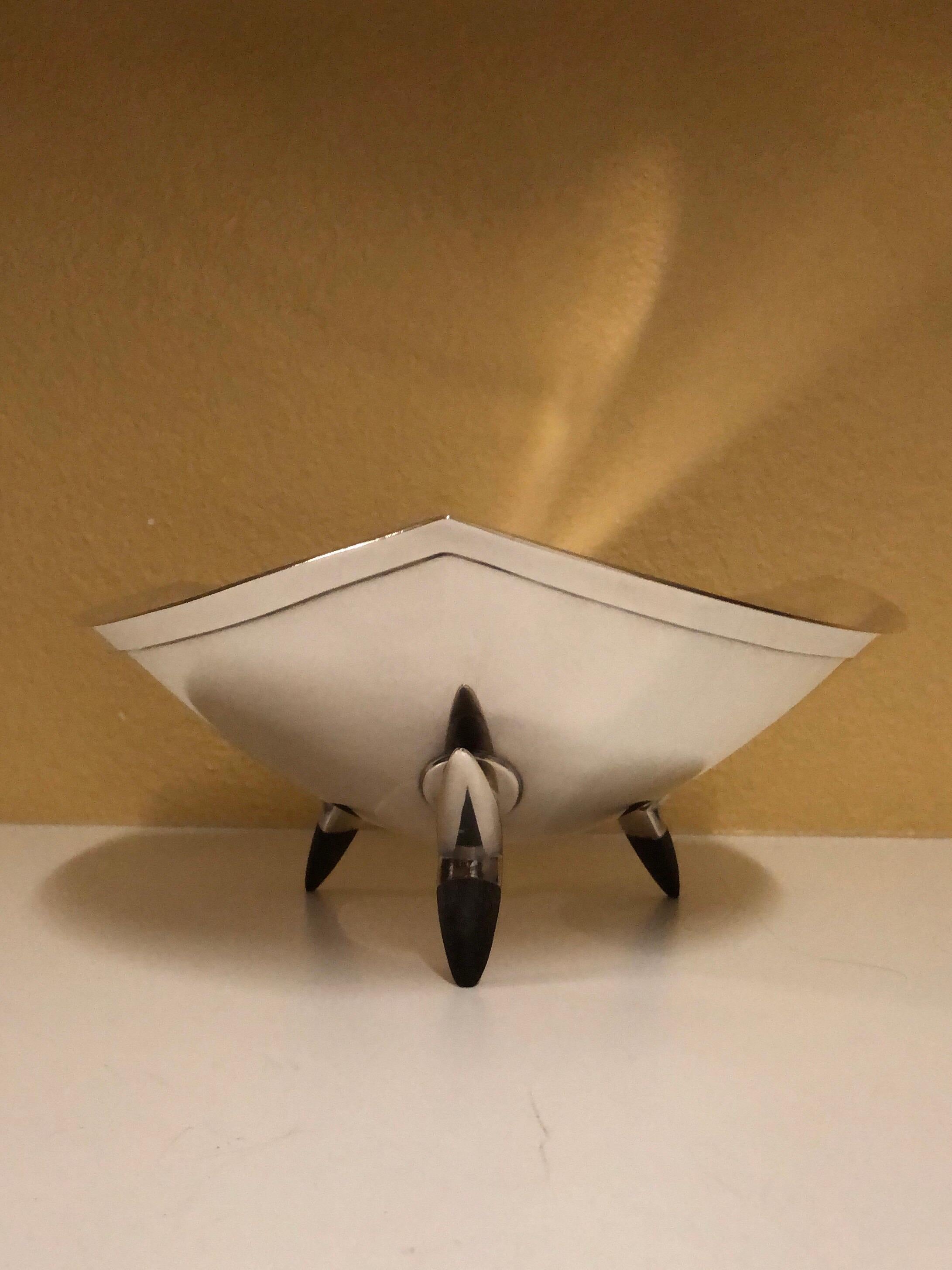 Sterling Silver Delta Bowl in Sterling and Ebony by Donald Colflesh for Gorham, circa 1970 For Sale