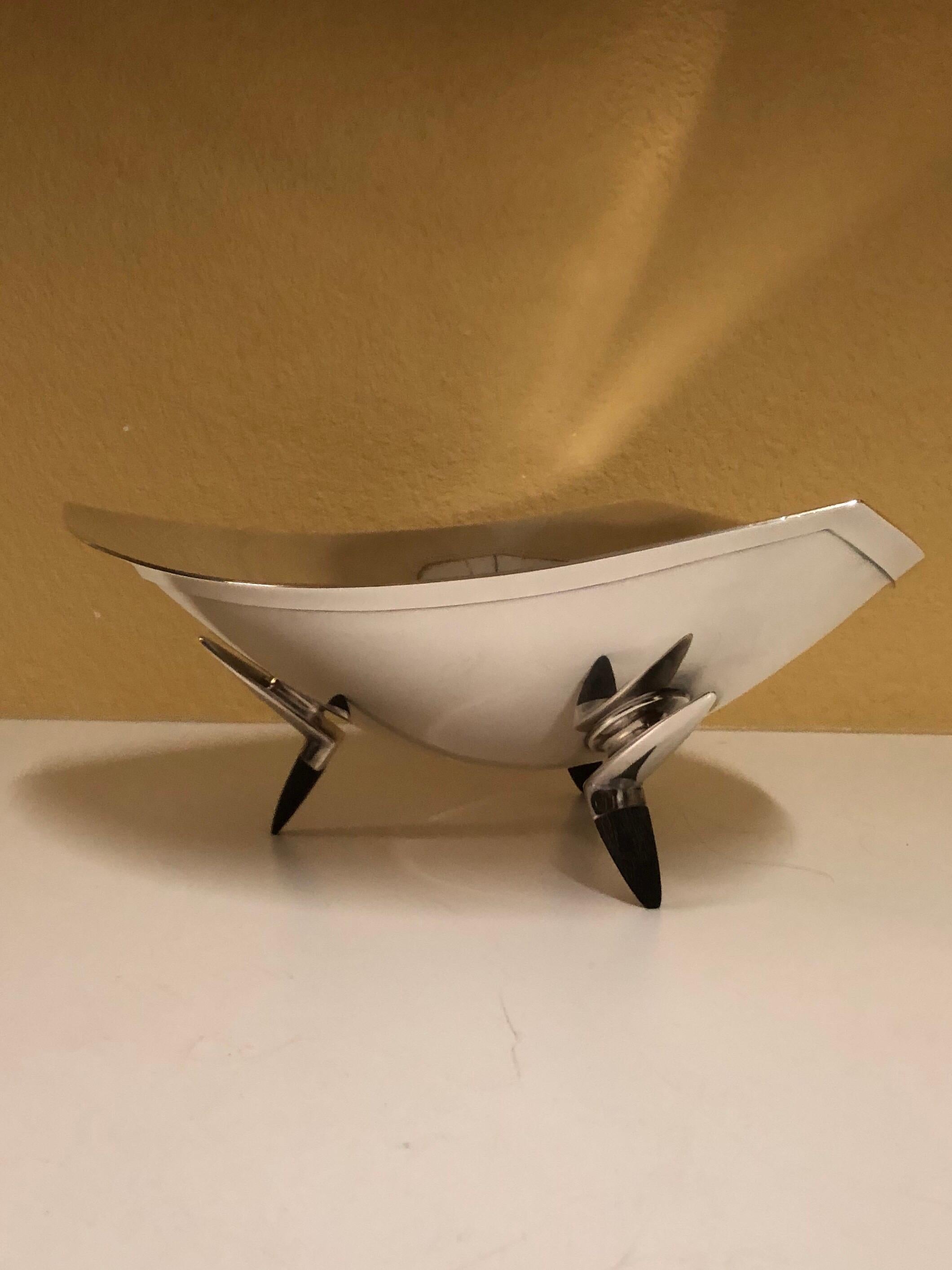 Delta Bowl in Sterling and Ebony by Donald Colflesh for Gorham, circa 1970 For Sale 1