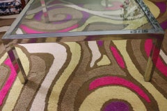 Circa 70's Milo Baughman Chunky Chrome Square Glass Coffee Table