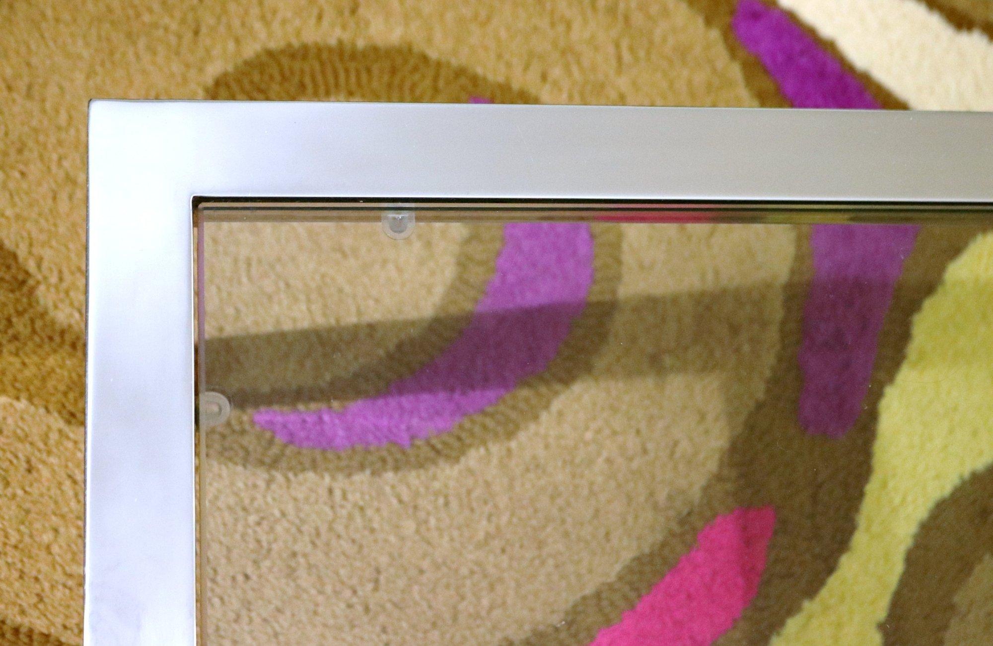 Mid-Century Modern Circa 70's Milo Baughman Chunky Chrome Square Glass Coffee Table For Sale