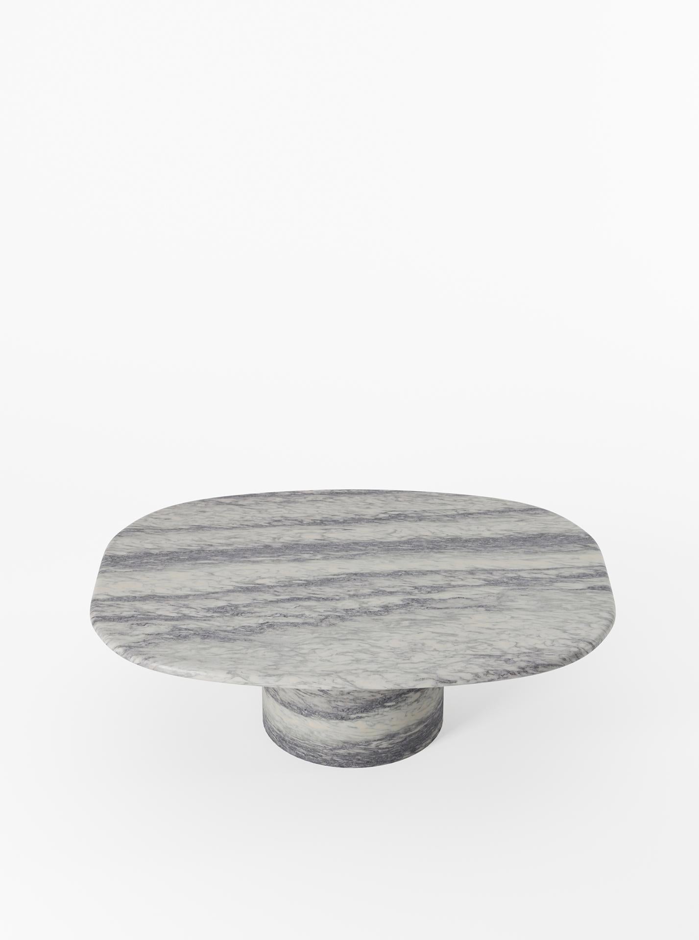 Minimalist Circa Coffee Table made in Italy in Cippolino Marble. Designed by Yaniv Chen For Sale