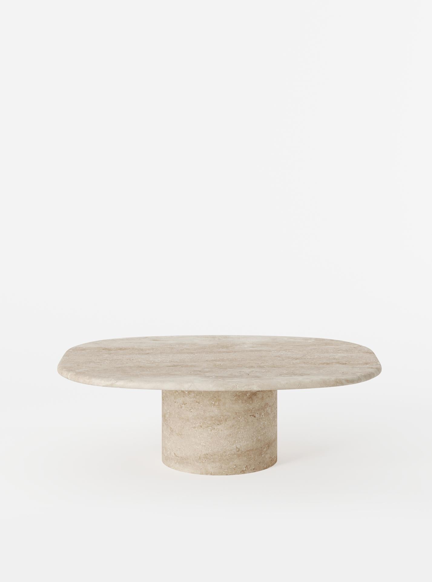 Minimalist Circa Coffee Table made in Italy in Travertine. Designed by Yaniv Chen For Sale