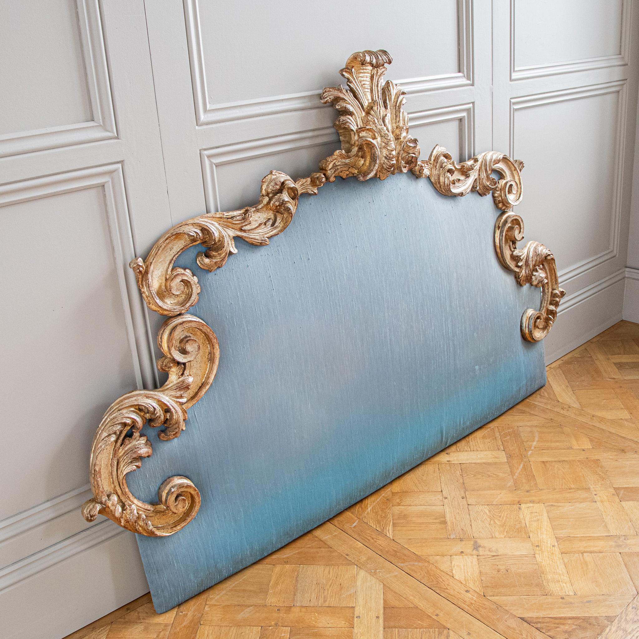 Circa early 1900's Italian Rococo Style Large Gilt-wood Headboard In Good Condition For Sale In London, Park Royal